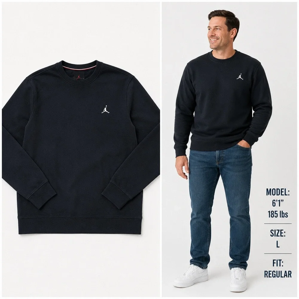 Jordan Mens Jumpman Fleece Crewneck Sweatshirt Black Large DA9818-010
